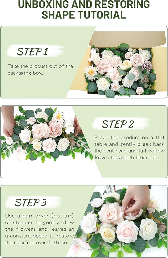 Faux Flower Swag Set of 2 for Wedding Welcome Signs Floral Swag Wedding Reception Ceremony Signs Decor (Pink)