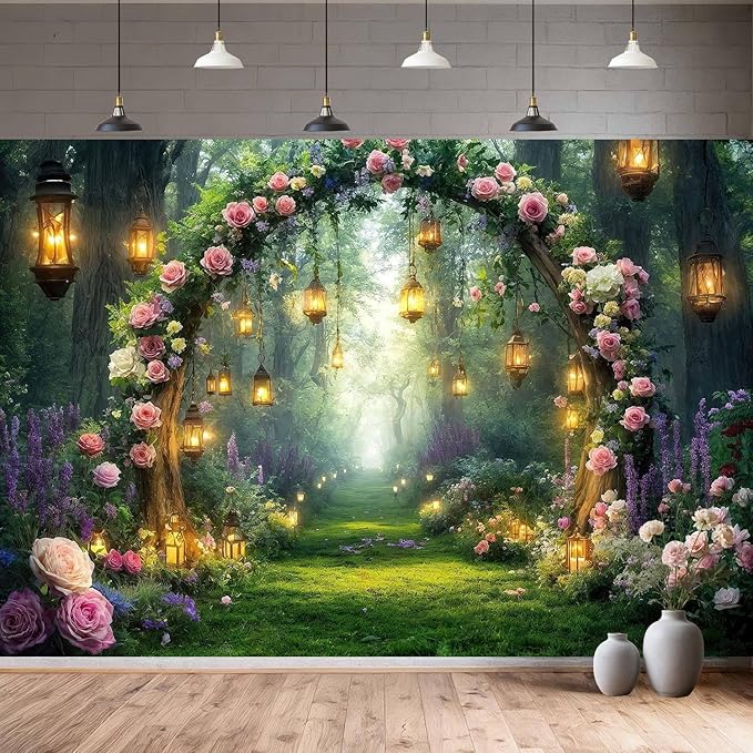 8x6ft Purple Flower Wedding Photography Backdrop Lavender Floral Wedding Bridal Photography Backdrop Anniversary Birthday Baby Shower Girl Party Banner Photo Booth Props Background Wall Decor