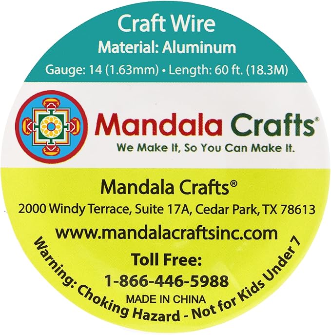 Mandala Crafts 14 Gauge Anodized Aluminum Craft Wire for Jewelry Making - 60 FT Colored Flexible Ice Blue Wire - Bendable for Bonsai Armature Crafting Sculpting