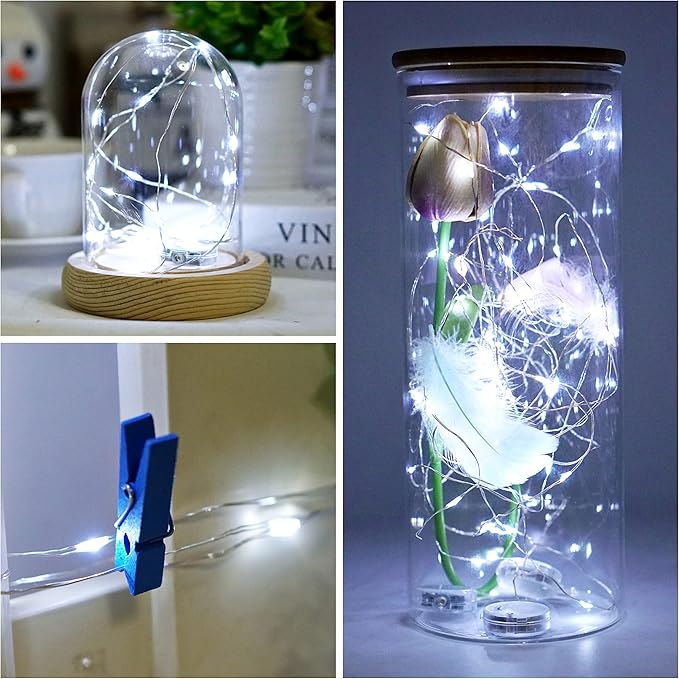 Twinkle Fairy Lights Battery Powered 3 Modes with Timer Firefly Lights 20 LED on 7.2feet Silvery Copper Wire for DIY Wedding Party Christmas Halloween Centerpiece Decorations 15 Pack (Cool White)