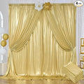 20ft x 10 ft Glitter Gold Backdrop Curtain for Parties, Wrinkle Free Non-See Through Not Fall-Off Sequin Gold Shimmer Photo Backdrop Drapes for Graduation Photography Background Cloth-4 Panels 5x10ft