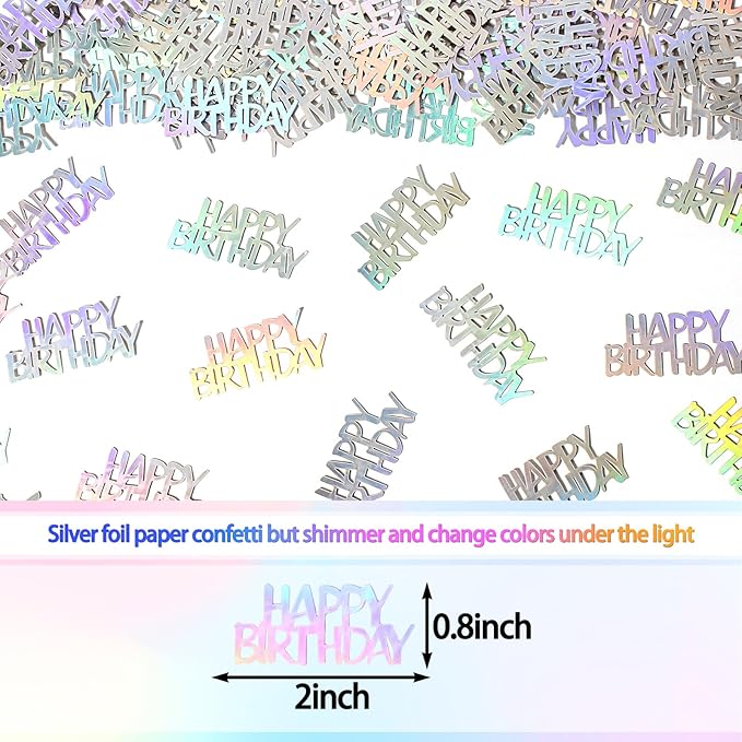 Birthday Confetti Happy Birthday Party Table Decorations Rainbow Silver Paper Table Scatters for Kids/Adult Birthday Anniversary DIY Crafts Party Supplies 100PC