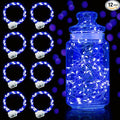 Aogist Led Fairy Lights 3 Modes Battery Operated String Lights Waterproof Silver Wire 7 Feet Firefly Starry Moon Mason Jar Lights for DIY Wedding Party Christmas (Blue, 8 Pack)
