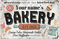 Custom Bakery Metal Sign Personalized Baked Goods Bakers Signs Decor Fresh Bread Daily Rustic Pies Cakes Decor Homemade Plaque Tin Wall Art Gifts