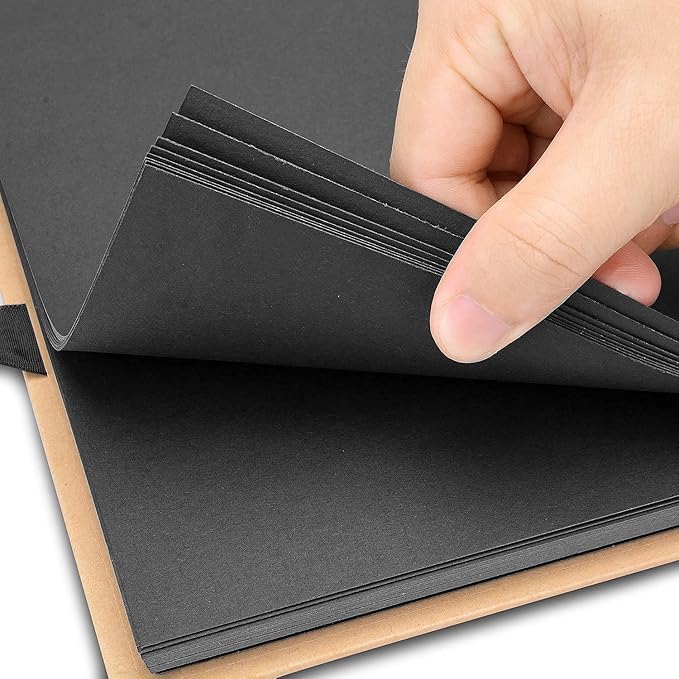 INNOCHEER Photo Album - Self Adhesive 80 Black Pages, Large Scrapbook Wedding Guest Book for DIY Anniversary Travel Memory Scrapbooking (Brown 12 x 12)