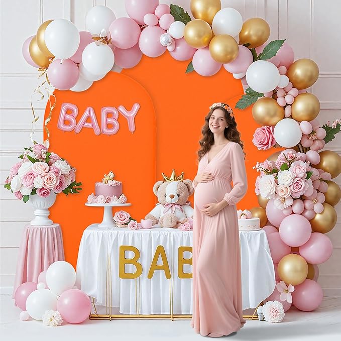 7.2FT Wedding Arch Covers Arch Backdrop Cover Arch Stand Covers Set Arch Cover Spandex Fabric Stretchy Backdrop for Wedding Birthday Party Decoration Baby Shower (Candy Orange)