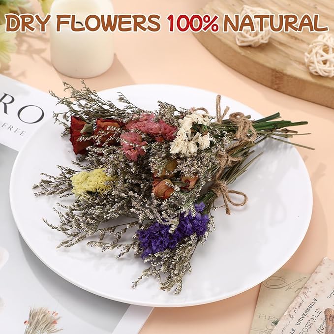 10/12/24/36 Pack Mini Dried Flowers for Vase Wedding Various Mini Bouquet Dried Small Wildflowers Natural Flowers Bulk for Crafts DIY Decor (12, Multicolor)