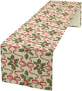 Christmas Table Runner,Xmas Holiday Bowknot Decor Table Cloth Kitchen Dining Table Decoration for Home Party Decor 13x36 Inch
