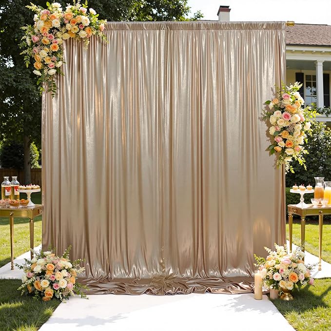 30x10 ft Wrinkle Free Champagne Sequin Backdrop Curtain for Parties,Thick Not Fall-Off Glitter Backdrop Drapes,6 Panels 5x10ft Shimmer Photo Back Drop Cloth for Wedding Birthday Photography Background