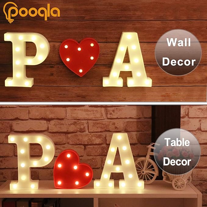 Pooqla LED Marquee Letter Lights Sign, Light Up Alphabet Letter for Home Party Wedding Decoration L