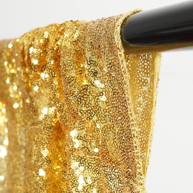 Poise3EHome 8FT x 10FT Sequin Photography Backdrop Curtain for Party Decoration, Golden