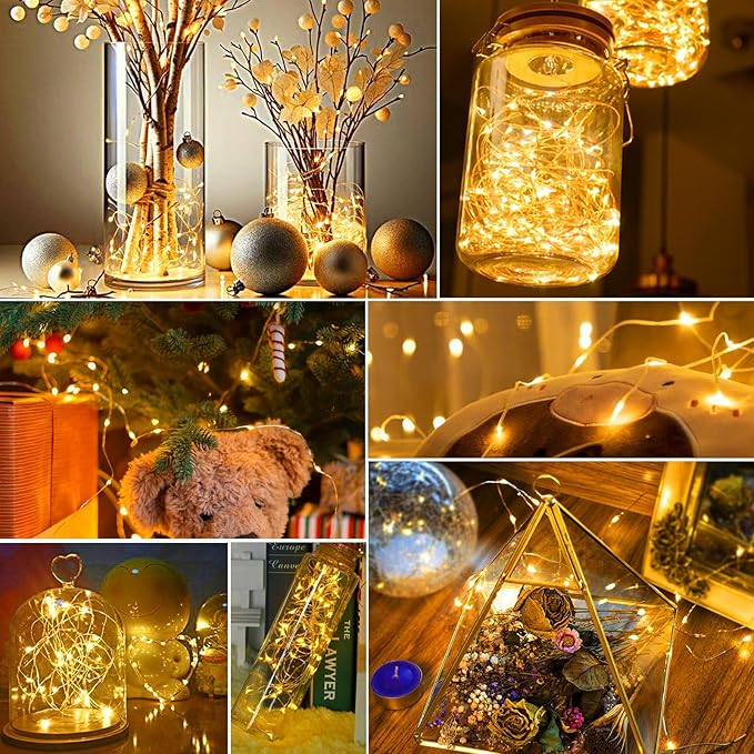 pozzolanas 24 Pack Warm White Battery Operated String Lights - 7ft Waterproof Fairy Lights with 20 LEDs for Home, Mason Jar, Party, Wedding, Halloween, Christmas Decorations