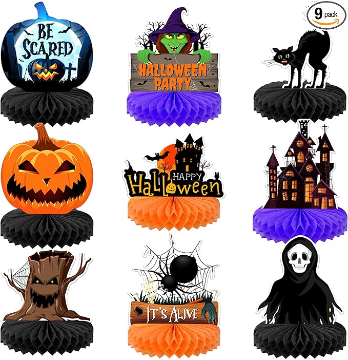 KatchOn, Halloween Centerpieces for Tables - Pack of 9 | Halloween Table Centerpieces for Halloween Party Decorations | Halloween Birthday Party Decorations | Halloween Table Decorations