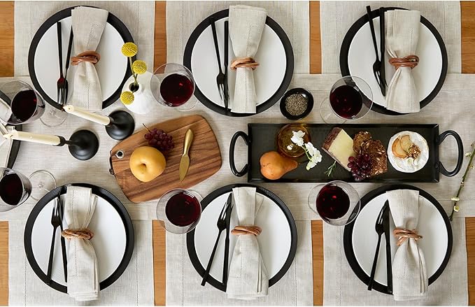 Solino Home Linen Light Natural Table Runner 60 Inches - Classic Hemstitch, 100% Pure Linen Coffee Table Runner 14 x 60 Inch Ideal for Dresser Tables - Fall, Autumn, Halloween, Thanksgiving, Christmas