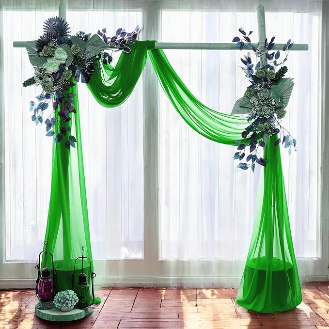 MDS Halloween Chiffon Draping Fabric - 2 Panel, 30" Wide x 40ft Long - Sheer Spooky Arbor & Canopy Drapery for Haunted House Backdrops, Party Ceilings, DIY Costumes & Themed Events - Green