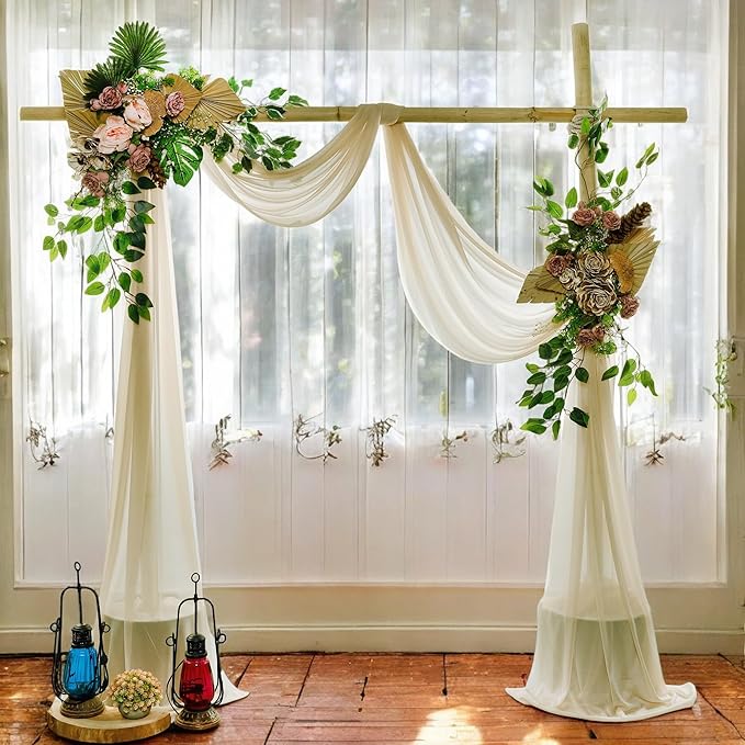 MDS Halloween Chiffon Draping Fabric - 2 Panel, 30" Wide x 20ft Long - Sheer Spooky Arbor & Canopy Drapery for Haunted House Backdrops, Party Ceilings, DIY Costumes & Themed Events - Champagne Gold