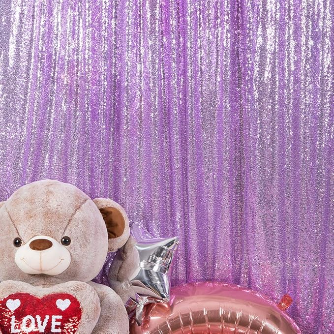 JYFLZQ Lavender Sequin Backdrop Curtains 2ft x 8ft 4 Panel Glitter Photo Booth Backdrops Sparkly Photography Background Drapes for Parties Wedding Bridal Showers