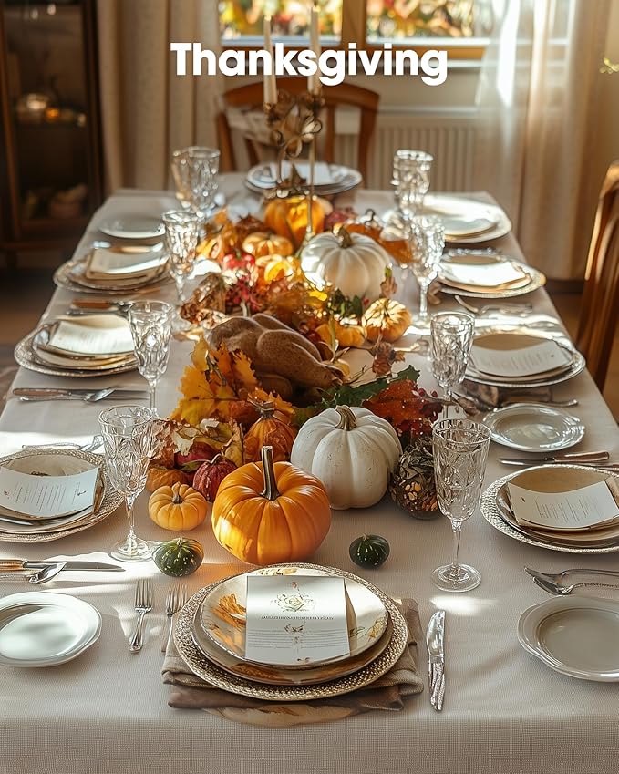 Pureegg Plastic Table Cloth Disposable 10 Pack, 54 x 108 Inch Table Cloths, Party, Wedding, Thanksgiving Decorations, Fall Tablecloths, Rectangle, Beige Plastic Cover, Leakproof & Sturdy, Cream, Ivory