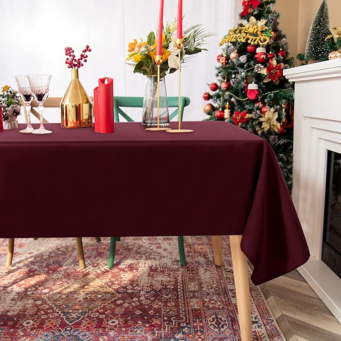 Fitable Square Tablecloth 54x54 inch Tablecloth Stain and Wrinkle Resistant Washable Polyester Table Cloth for Buffet Parties and Camping, Burgundy