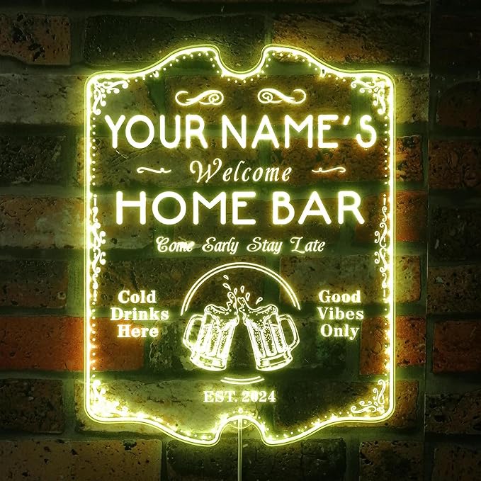 ADVPRO Personalized Your Name Home Bar RGB Dynamic Glam LED Sign - Cut-to-Edge Shape - Smart 3D Decoration - Multicolor Signage st06s32-fnd-p11b-tm-c