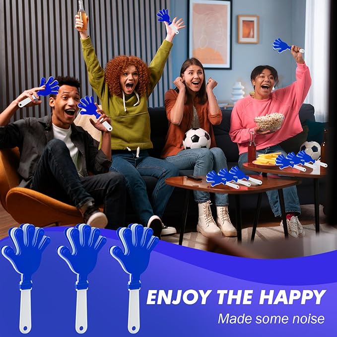 120 Pcs Hand Clappers Noisemakers 7.5 Inch Clappers Noisemakers Plastic Hand Clappers for Birthdays Game Football Sporting Events Cheers Supplies Dance Basketball Football Noisemakers(Bule and White)