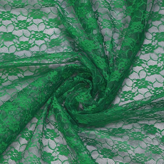 MDS Pack of 15 Wedding 12 x 108 inches Lace Table Runner for Wedding, Decorations for Birthday Parties, Banquets, Graduations, Engagements, and Runners fit Rectangle, Round Table- Hunter Green