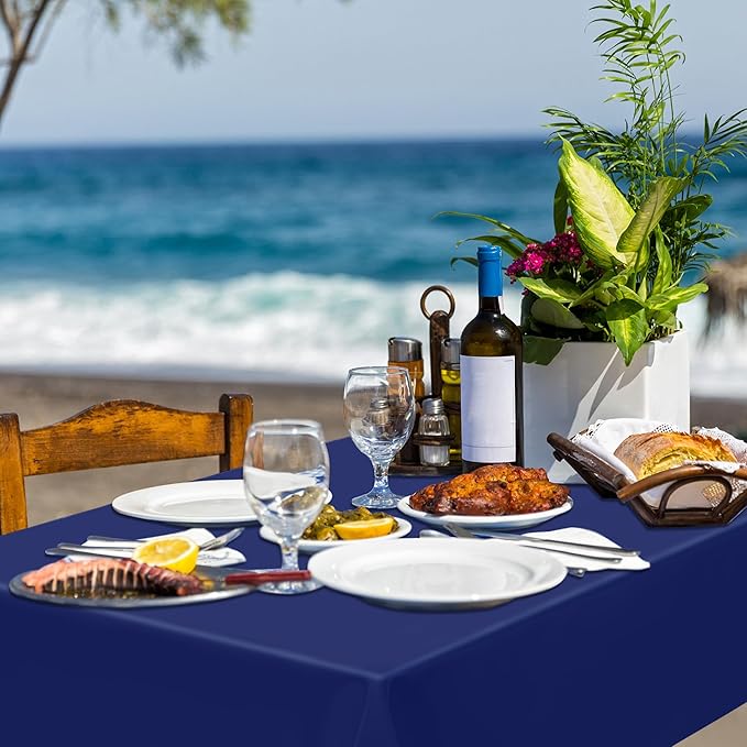 4 PCS Navy Plastic Tablecloths for Rectangle and Round Tables, 54" x 108" Stain Resistant Disposable Tablecloth for Picnic, Weddings, Baptism Decorations, Picnic Table Cover for Parties, Birthday