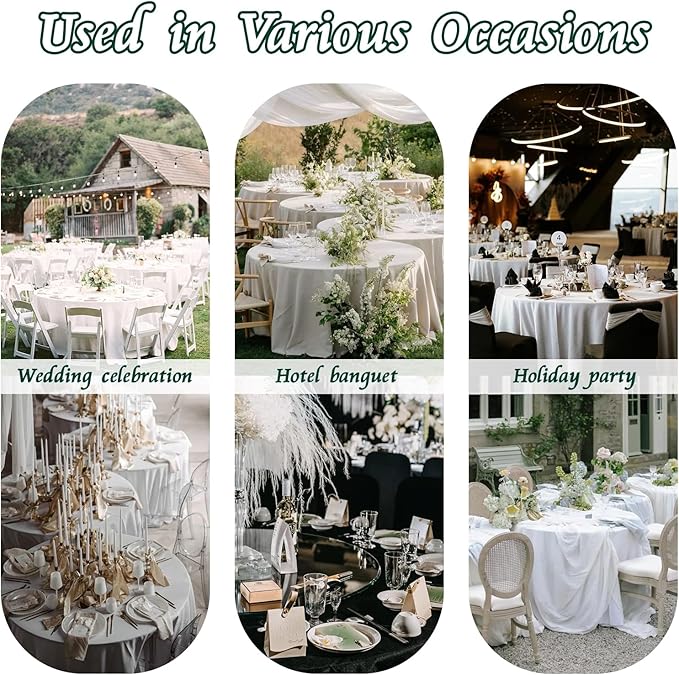 KKJIAF 1 Pack 108 Inch Round Table Cloth, Hunter Green Overlay Round Satin Table Cover, Silky Satin Dining Tablecloths for Wedding Buffet Parties Banquet Decoration