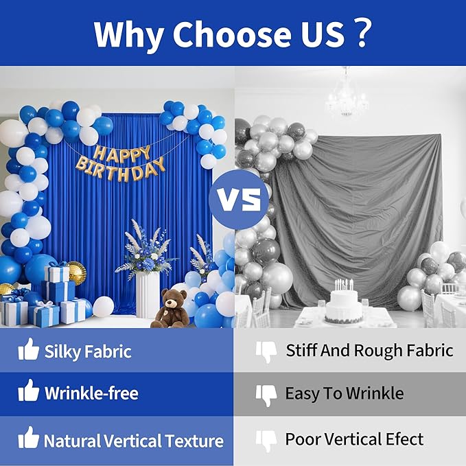 40x10ft Backdrop Curtains for Parties, 8 Panels 5x10ft Photography Backdrop Curtain with Rod Pocket,Backdrop Polyester Background Drapes,Wedding Backdrop Drapes for Birthday Baby Shower Home Decor