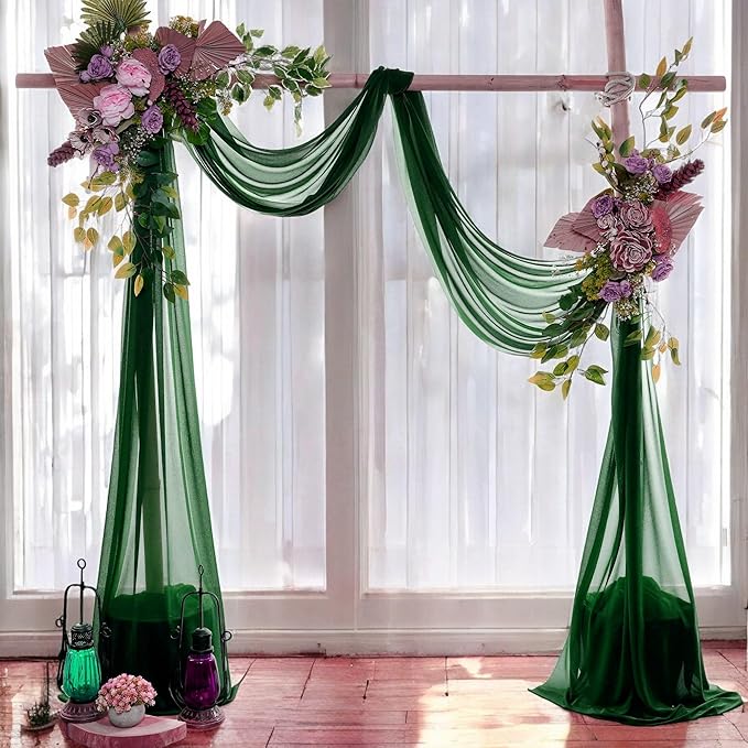 MDS Halloween Chiffon Draping Fabric - 1 Panel, 30" Wide x 20ft Long - Sheer Spooky Arbor & Canopy Drapery for Haunted House Backdrops, Party Ceilings, DIY Costumes & Themed Events - Hunter Green