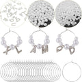 50 Sets Wine Glass Charms, Wine Charms for Stem Glasses, DIY Reusable Drink Markers for Weddings & Bachelorette with Alphabet Beads