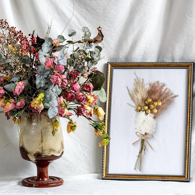 12/24 Pack Dried Flowers for Vase Various Mini Bouquet Dried Small Wildflowers Natural Real Flowers Bulk for Crafts DIY Wedding Decor (24, Plain Colour)