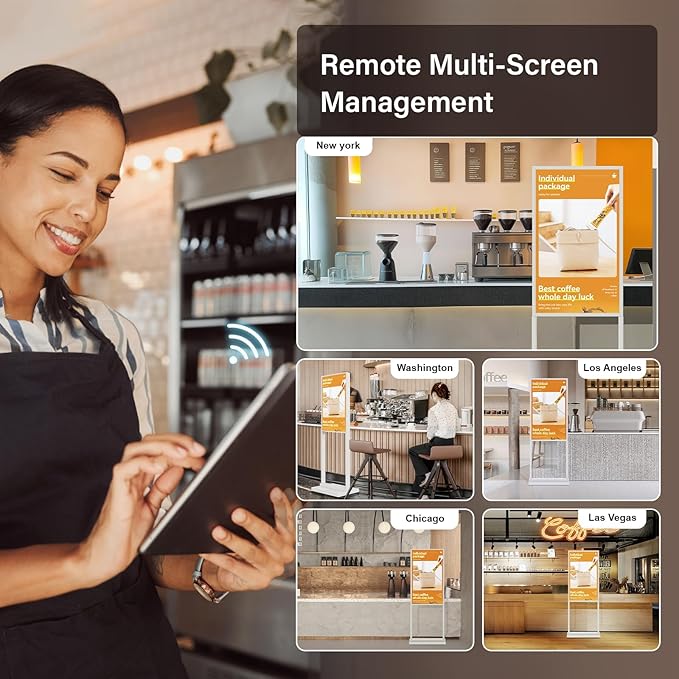 43 Inch Digital Signage Display Kiosk, Indoor Floor Standing Advertising Display Poster, LCD Commercial Display with Auto Media Player, Android System, USB/WiFi