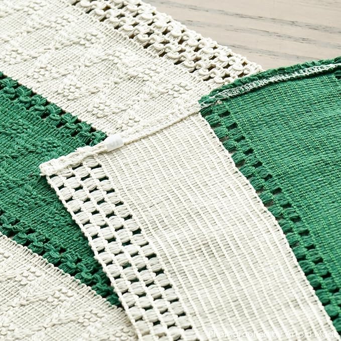 Artoid Mode Dark Green Farmhouse Rustic Table Runner, Seasonal Holiday Hollow Kitchen Dining Table Decoration for Home Party Decor 12x120 Inch