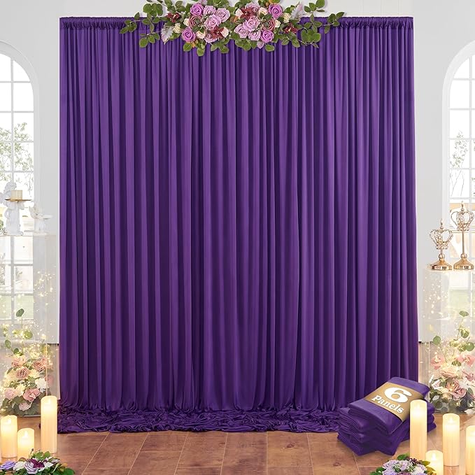 30ftx10ft Purple Backdrop Curtains for Party Background, Wrinkle Free Purple Photo Backdrop Drapes 6 Panels Back Drop Cloth for Wedding Birthday Photography Baby Shower Decor