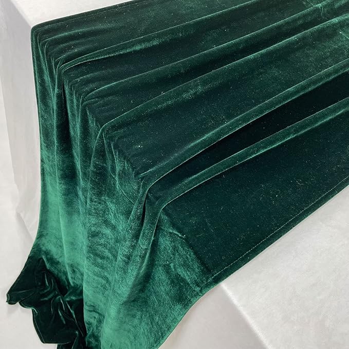Luxurious Velvet Table Runner, 10ft Wedding Reception Decorations, 20x120inch Soft Velvet Fabric, Table Linen Overlay, Wedding Table Runners (Emerald Green, 20X120inch)