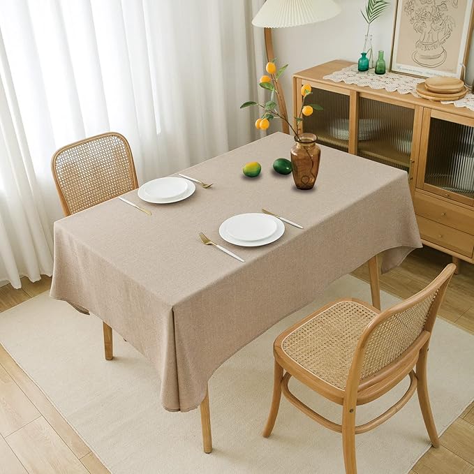 NLMUVW Linen Tablecloth for Rectangle Tables 70 Inch Burlap Textured Table Cloth Water Resistant Farmhouse Table Cover for Kitchen Dining Coffee, 54 x 70 Inch