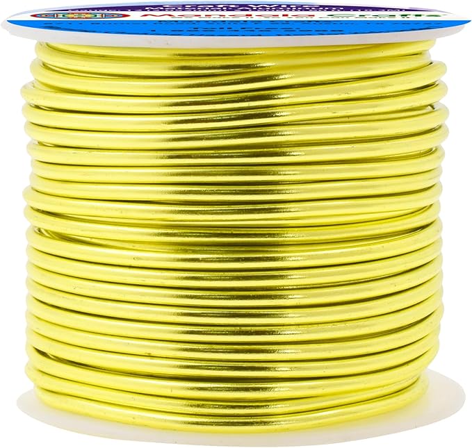 Mandala Crafts 12 Gauge Anodized Aluminum Craft Wire for Jewelry Making - 60 FT Colored Flexible Yellow Green Wire - Bendable for Bonsai Armature Crafting Sculpting