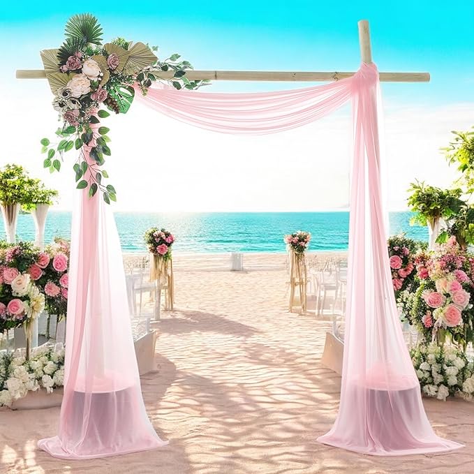 MDS Halloween Chiffon Draping Fabric - 2 Panel, 30" Wide x 30ft Long - Sheer Spooky Arbor & Canopy Drapery for Haunted House Backdrops, Party Ceilings, DIY Costumes & Themed Events - Blush Pink