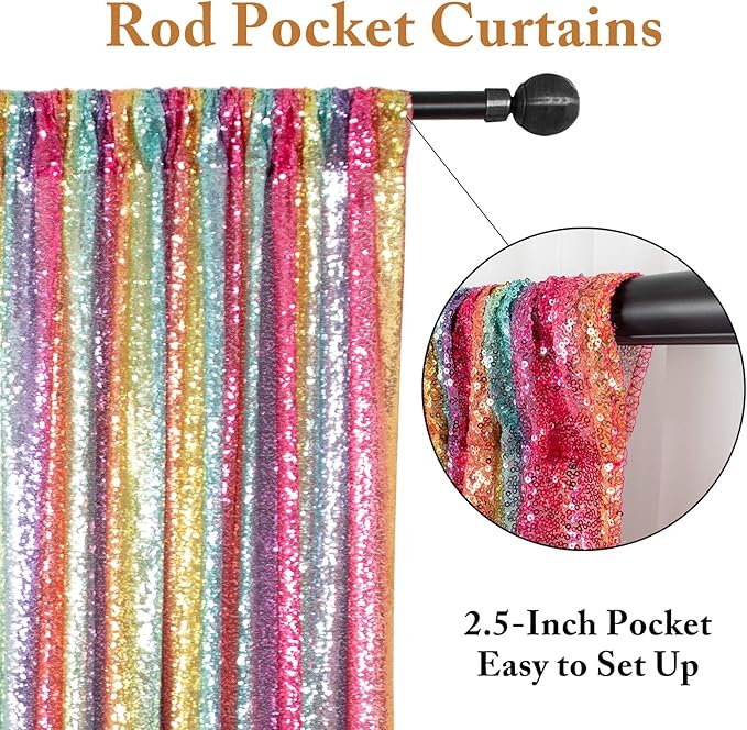 ShinyBeauty 20x10FT Rainbow Sequin Photography Backdrop - Multicolor Party Decoration, Glitter Curtain for Birthday/Wedding/Photo Booth/Baby Shower