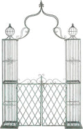 SAFAVIEH Outdoor Collection Beatrix Victorian Antique Dark Green Wrought Iron Trellis Garden Arch Arbor