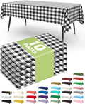 Pureegg Plastic Table Cloth Disposable 10 Pack, 54 x 108 Inch Table Cloths, Party, Picnic, Decorative Gingham Tablecloths, Rectangle, Black and White Checkered Cover, Leakproof & Sturdy, Black Plaid