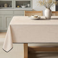 MIULEE Ivory-Black Linen Tablecloth 60x104 Inch Rectangle Table Cloth Waterproof,Stain Resistant & Wrinkle Resistant for Dining Party Wedding