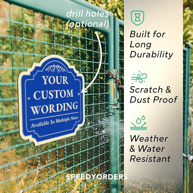 Custom Decorative Outdoor Metal Signs - Personalized Aluminum Signs, Waterproof, Design 2 Blue Steel 12x12 In