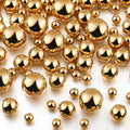 150 Pieces Vase Filler Faux Pearls Vase Makeup Beads No Hole Gloss Bead Mixed Sizes Round Pearl for Home Party Wedding Decor, 8/14/20 mm(Gold)
