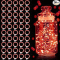 Aogist 50 Pack Fairy Lights 3 Modes 7ft 20 LED Waterproof,Battery Operated Silver Wire Firefly Starry Moon Mini String Lights for Mason Jars Christmas DIY Crafts Wedding Party Bedroom,Red