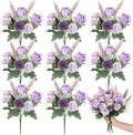 Zeyune 8 Pcs Wedding Silk Flowers Fake Silk Flowers Faux Bouquet Hydrangea Bouquets for Wedding Birthday Party Table Centerpieces Home Decoration (Purple,Rose)