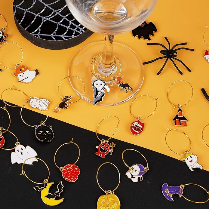 30PCS Wine Glass Charms Identification Markers for Stem Glasses, Wine Tasting Party Favors Holiday Decorations