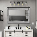 COGOOD Farmhouse Bathroom Mirror - 41" x 30" Rustic Barn Door Mirror for Living Room, Entryway, Bedroom, Vanity Wall Decor (Grey)
