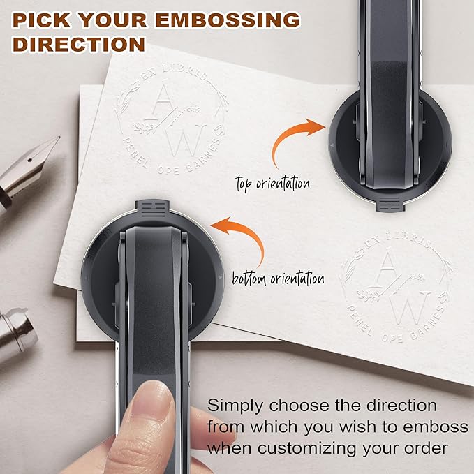 Personalized Book Embosser - Custom Ex Libris Stamp for Bookplates, Library & Home Collections, Embossing Tool Gifts for Book Lovers, Readers (Letter-13)